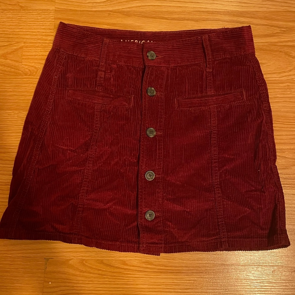 American Eagle Burgundy Corduroy Skirt